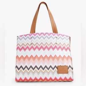 NWT MISSONI Chevron-pattern small cotton-blend tote bag purse